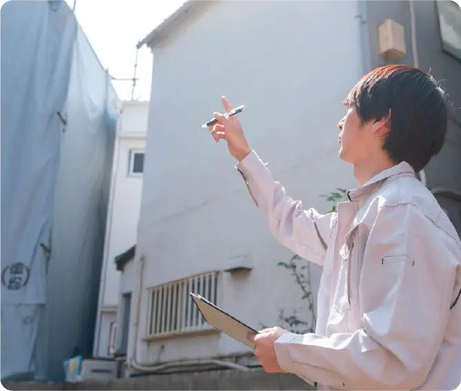  土地測量の専門家が調査